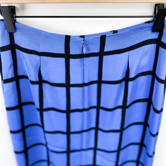 Tailored Midi Pencil Skirt Wesley Windowpane Check Hydrangea Size 4 - Picture 3 of 6